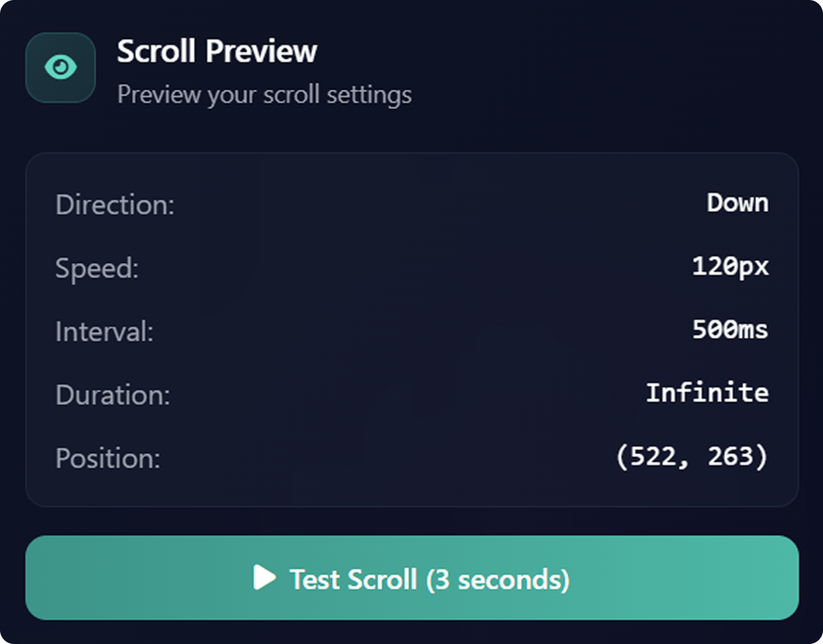 Step 3 — Set scroll interval in AutoClicker.org for Mac